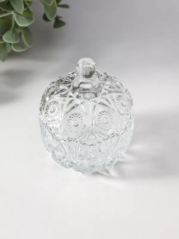 Шкатулка стекло "Цветочная" прозрачная 6,8х6,8х9 см