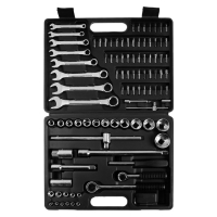 Набор инструментов в кейсе ТУНДРА, автомобильный, 1/2" и 1/4", 98 предметов