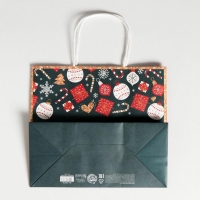 Пакет подарочный новогодний крафтовый &laquo;Счастья в Новом году&raquo;, 22 х 25 х 12 см, Новый год