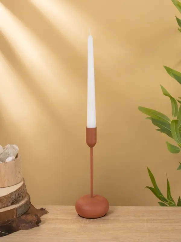 Подсвечник на 1 свечу текстурный "Терракотовый" 8х8х20 см