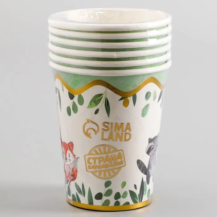 Стаканы бумажные &laquo;Зверята&raquo;, 6 шт.
