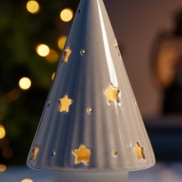 Светодиодная фигура "Елочка бежевая" 16.7х9.7х9.7, 1 LED, LR44x3(в компл.), Т/БЕЛЫЙ