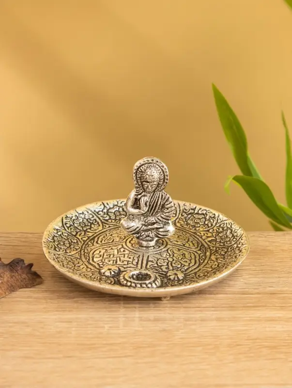 Подставка под благовония "Будда в позе лотоса" алюминий 11х11х7 см