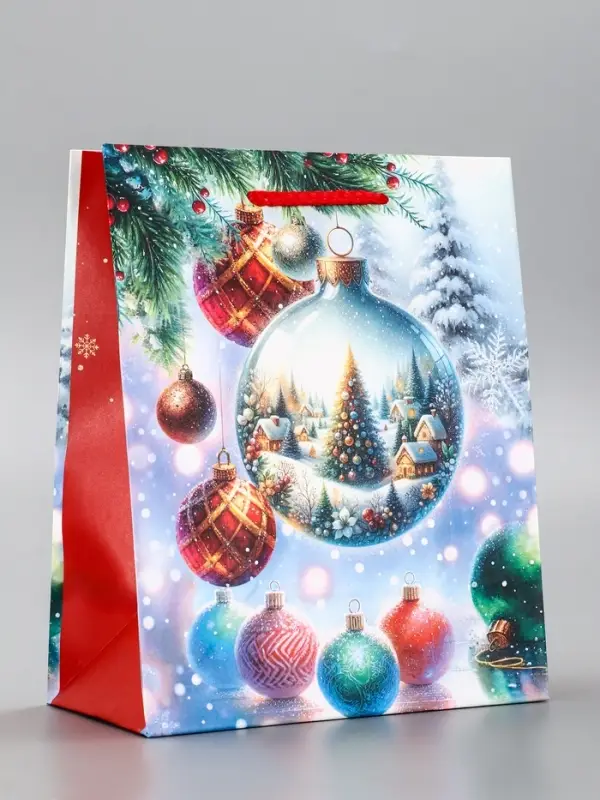 Пакет подарочный новогодний ламинированный, &laquo;Ёлка в шаре&raquo; , 18&times;10&times;22.3 см