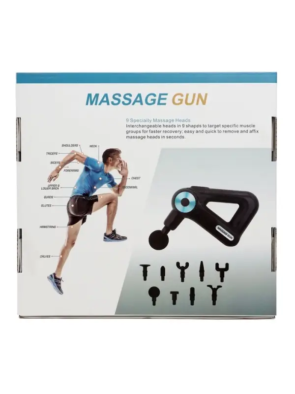 Массажёр для тела LEM-11, перкуссионный, 9 насадок, 9  режимов, черный