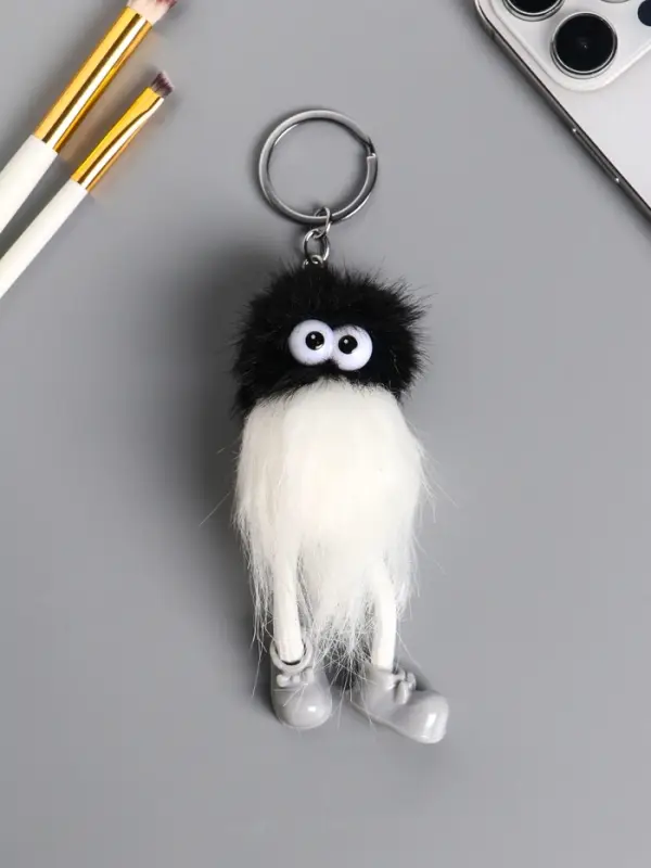 Пушистик на кольце "Лохматый чудик" чёрно-белый 17х4,5х4,5 см