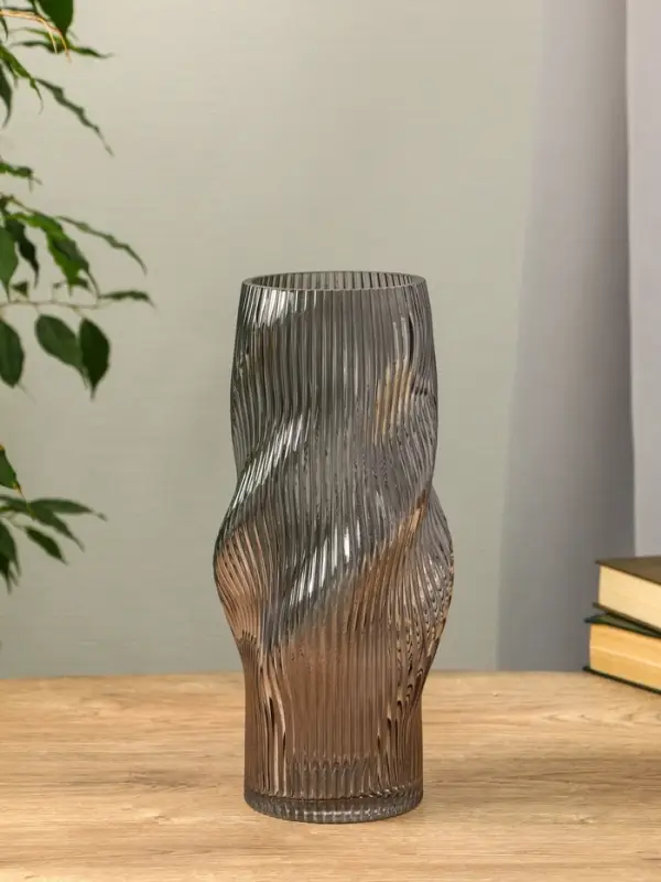 Ваза стекло настольная "Венди" 29х12х10 см, серый