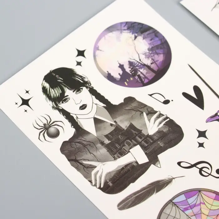 Переводные татуировки детские на хэллоуин &laquo;Мрачная история&raquo;, 2 листа, тату &mdash; 23 шт.