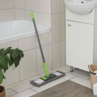 Швабра для мытья пола плоская Доляна, окрашенный телескопический черенок, микрофибра букля, 42&times;12&times;73(124) см