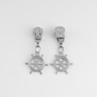 Бегунок автоматический для металлической молнии, №5, декоративный &laquo;Штурвал&raquo;, 10 шт, цвет никель