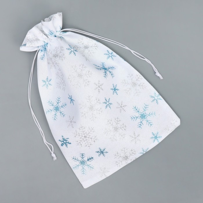 Мешочек подарочный холща &laquo;Новогоднее чудо&raquo;, снежинки, 20 х 30 см +/- 1.5 см, Новый год