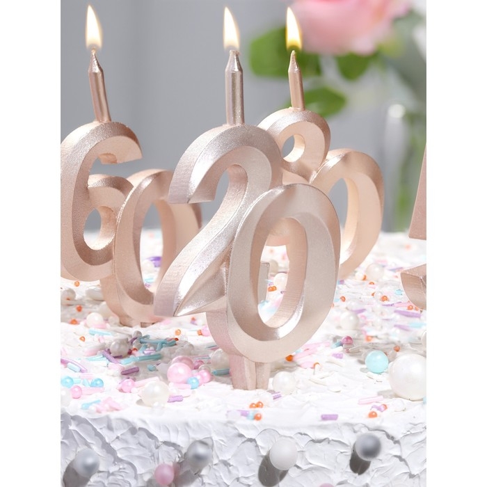Свеча в торт "Юбилейная", цифра 20, 10 см, шампань