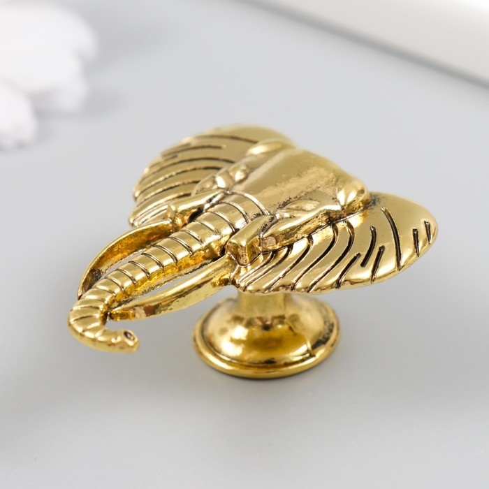 Ручка для шкатулки металл "Голова слона" состаренное золото 4,5х4,2 см