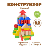 Конструктор &laquo;Цветной&raquo;, 65 элементов