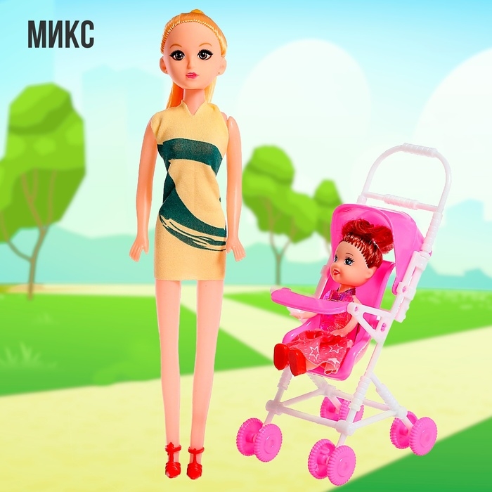 Кукла-модель &laquo;Мама с дочкой&raquo; с коляской, МИКС