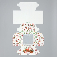 Коробка складная на 4 капкейка с окном &laquo;С Новым годом!&raquo;, сладости, 16 х 16 х 10 см, Новый год