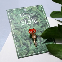 Брошь &laquo;Лисичка&raquo; с подвижным хвостиком, цветной в золоте