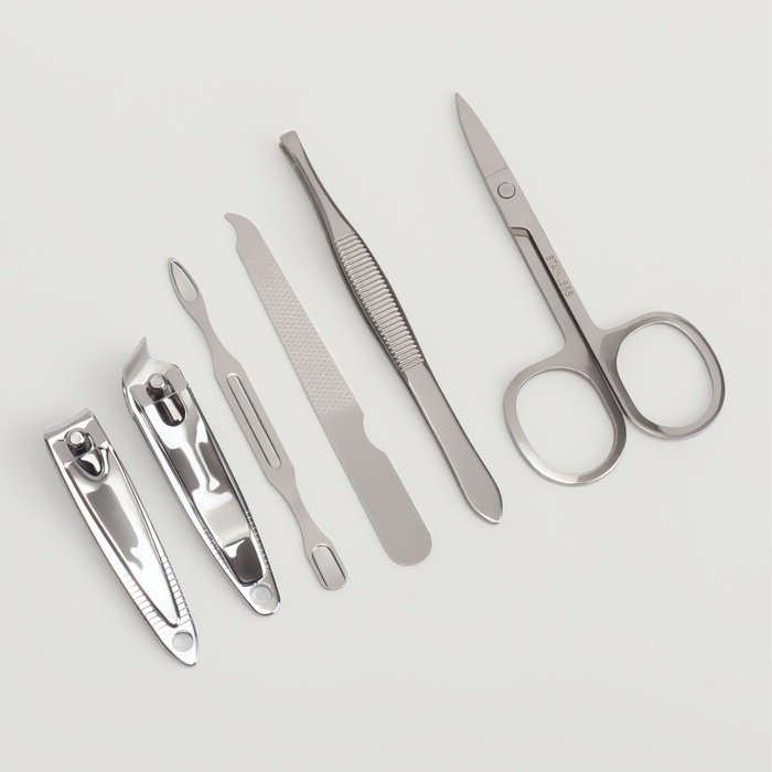 Набор маникюрный &laquo;Тренд&raquo;, 6 предметов, в футляре, цвет чёрный