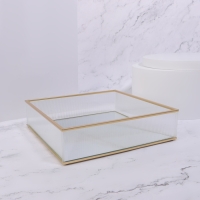 Органайзер для хранения &laquo;RIPPLES&raquo;, стеклянный, с зеркальным дном, 1 секция, 20 &times; 20 &times; 5 см, цвет прозрачный/медный