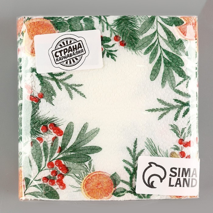 Салфетки бумажные &laquo;Новогодний аромат&raquo;, однослойные, 24х24 см, 20 шт., на новый год