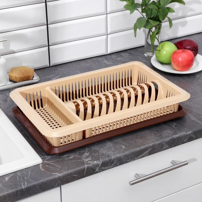 Сушилка для посуды с поддоном &laquo;Лилия&raquo;, 48&times;30,5&times;8,5 см, цвет МИКС