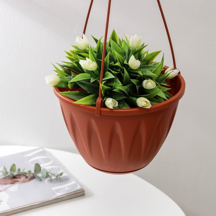 Кашпо для цветов подвесное &laquo;Алиция&raquo;, 3 л, с поддоном, цвет терракотовый