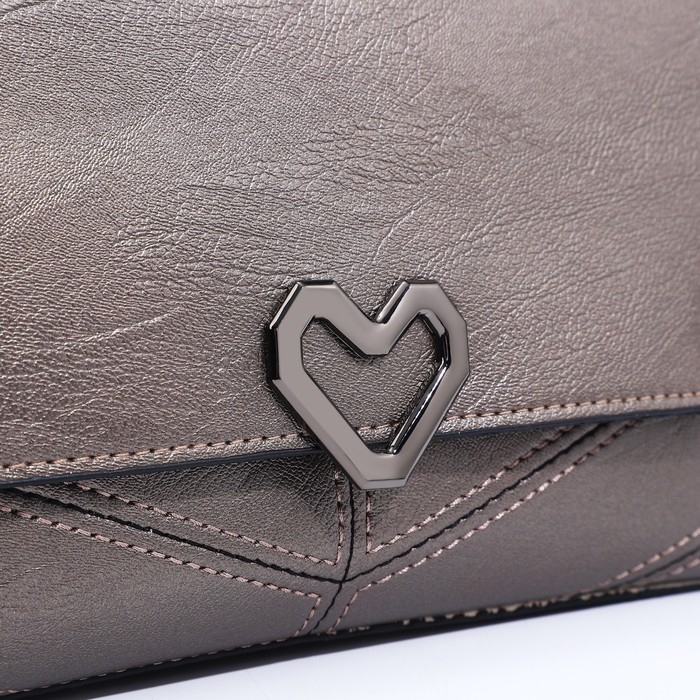 Сумка-клатч на магните, длинный ремень, цвет бронзовый