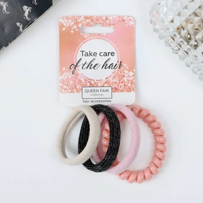 Резинка для волос "Василиса" (набор 4 шт) стайл, 4 см