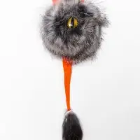 Дразнилка-удочка  из меха кролика "Монстрик" на деревянной палочке