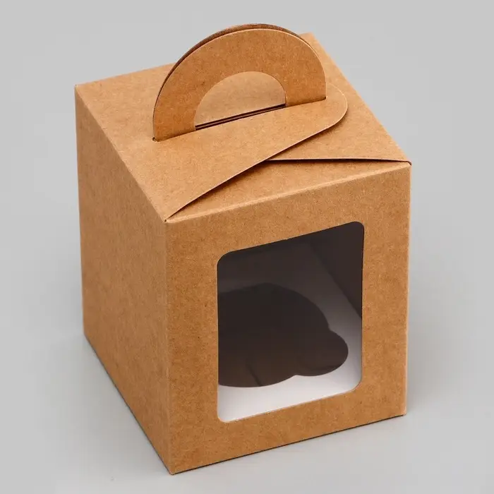 Коробка для 1 капкейка, крафт, 9.2&times;9.2&times;11.1 см