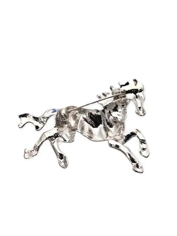 Брошь "Лошадь" конь в яблочко, цвет чёрно-серебристый в серебре