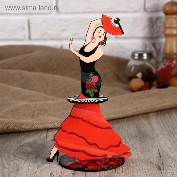 Салфетница деревянная &laquo;Девушка танцовщица с розой&raquo;, цветная наклейка