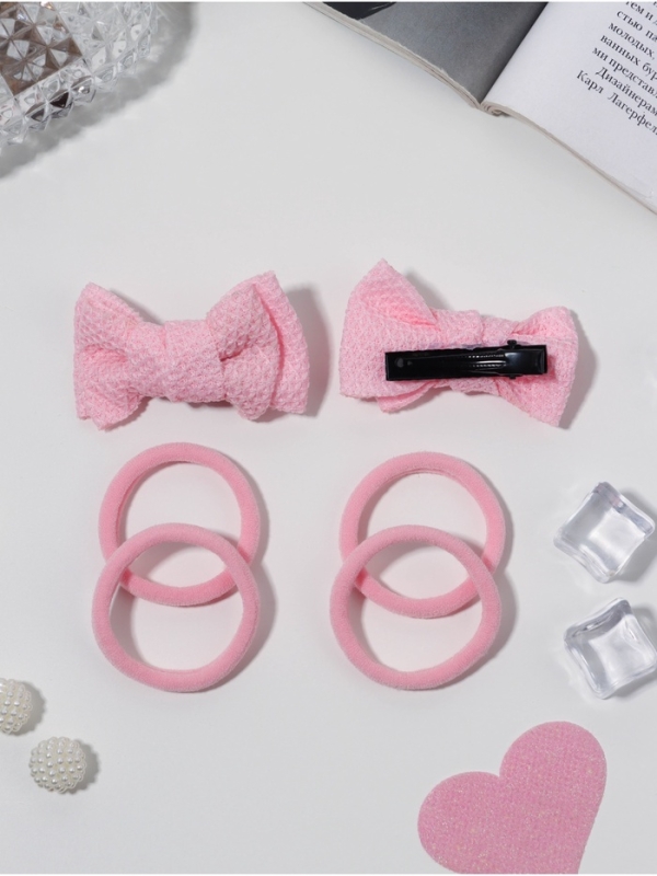 Набор для волос "Школьница галант" (4 резинки 3,5 см, 2 зажима 6 см) элит, розовый