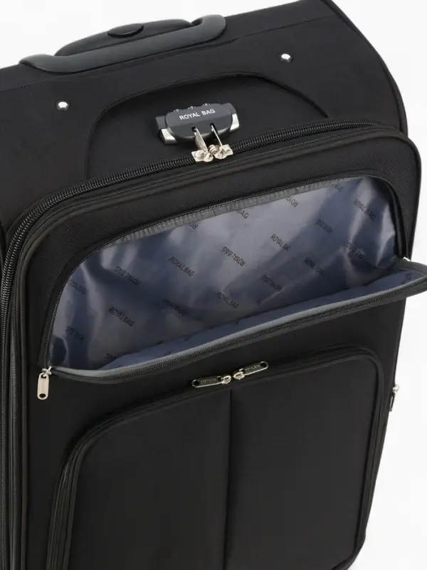 Чемодан 28", Текст, 47*29*77, отд на молнии, 2 нар/карм, увелич, код замок, 4 колеса, черный   10872