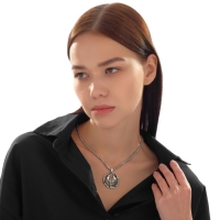 Кулон-оберег &laquo;Волки&raquo; воют на луну, цвет чернёное серебро, 59см