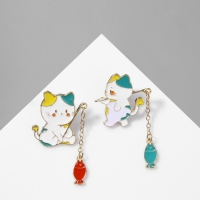 Набор значков (2 шт.) &laquo;Япония&raquo; котики, цветной в золоте