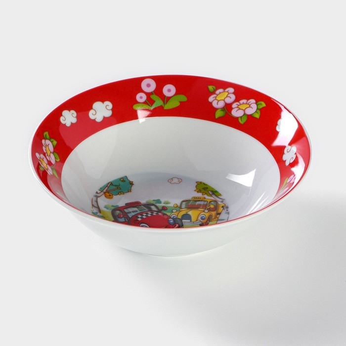 Набор детской посуды из керамики Доляна &laquo;Такси&raquo;, 3 предмета: кружка 230 мл, миска 400 мл, тарелка d=18 см