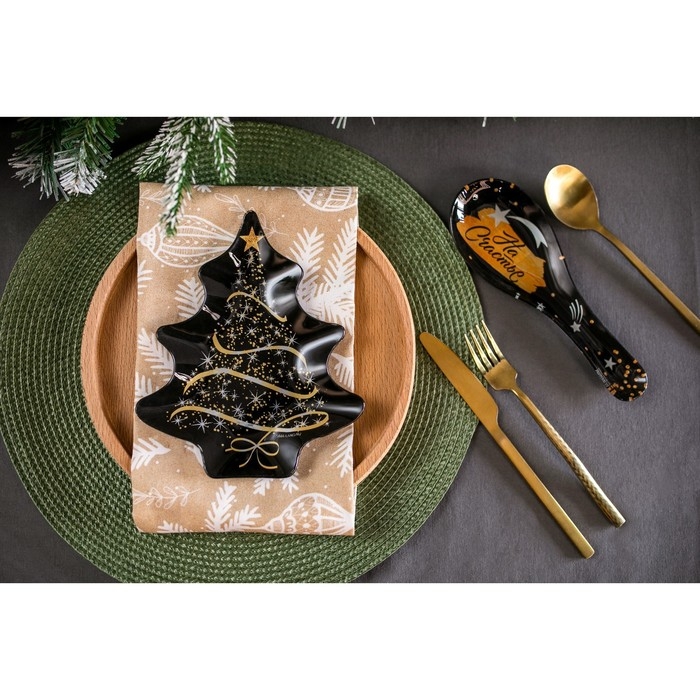 Подставка под ложку новогодняя Дорого внимание &laquo;На счастье&raquo;, 21,4 х 7,5 см, стекло