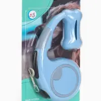 Рулетка - поводок "Косточка", с контейнером для пакетов, трос 3 м, голубая/серая