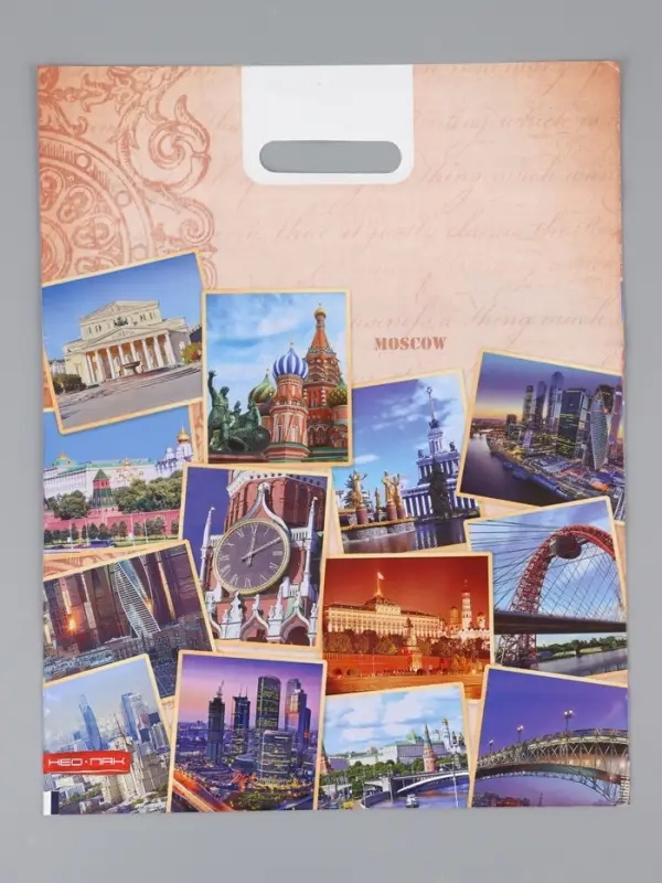 Пакет "Городская архитектура, полиэтиленовый с вырубной ручкой, 38х47 см, 60 мкм