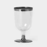 Бокал пластиковый одноразовый для вина &laquo;Кристалл&raquo;, 200 мл, с металлизированными каемками, цвет прозрачный, 6 шт/уп