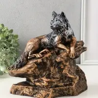 Копилка "Волк на скале" 16х28х27 см, бронза с серебром