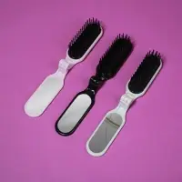 Расчёска массажная, складная, с зеркалом, 3 &times; 10 см, цвет МИКС