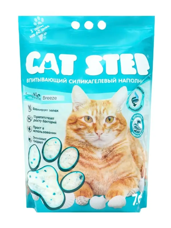 Наполнитель впитывающий силикагелевый CAT STEP Arctic Breeze, 7,6 л
