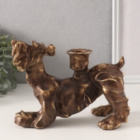 Подсвечник полистоун на 1 свечу "Шарж. Терьер" под бронзу 20х10х14,5 см