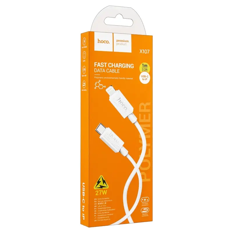Кабель X107 Type-C на Lightning 1M 27W HOCO белый