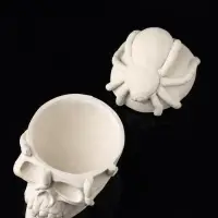 Шкатулка с крышкой "Череп" 10х9х8 см, натуральный, гипс