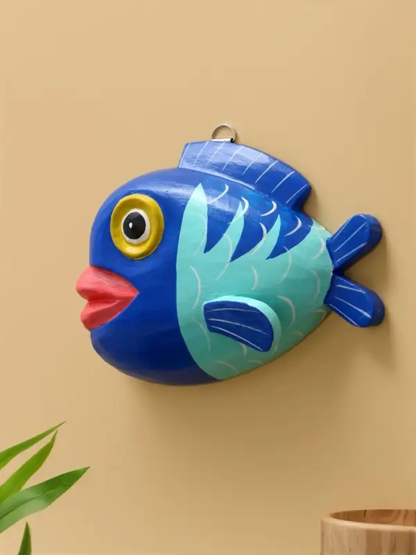 Панно "Рыба-клоун" дерево 20х16х4 см, цв. сине-бирюзовый