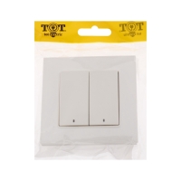 Выключатель TOT Glossy Glass, 10 А, 2 клавиши, с подсветкой, скрытый, стекло, белый
