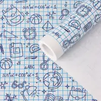 Бумага упаковочная крафт &laquo;Школьная пора&raquo;, голубой/синий на белом фоне 0.7&times;10&plusmn;5% м